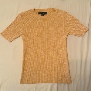 S Yellow Ribbed Short Sleeve Top